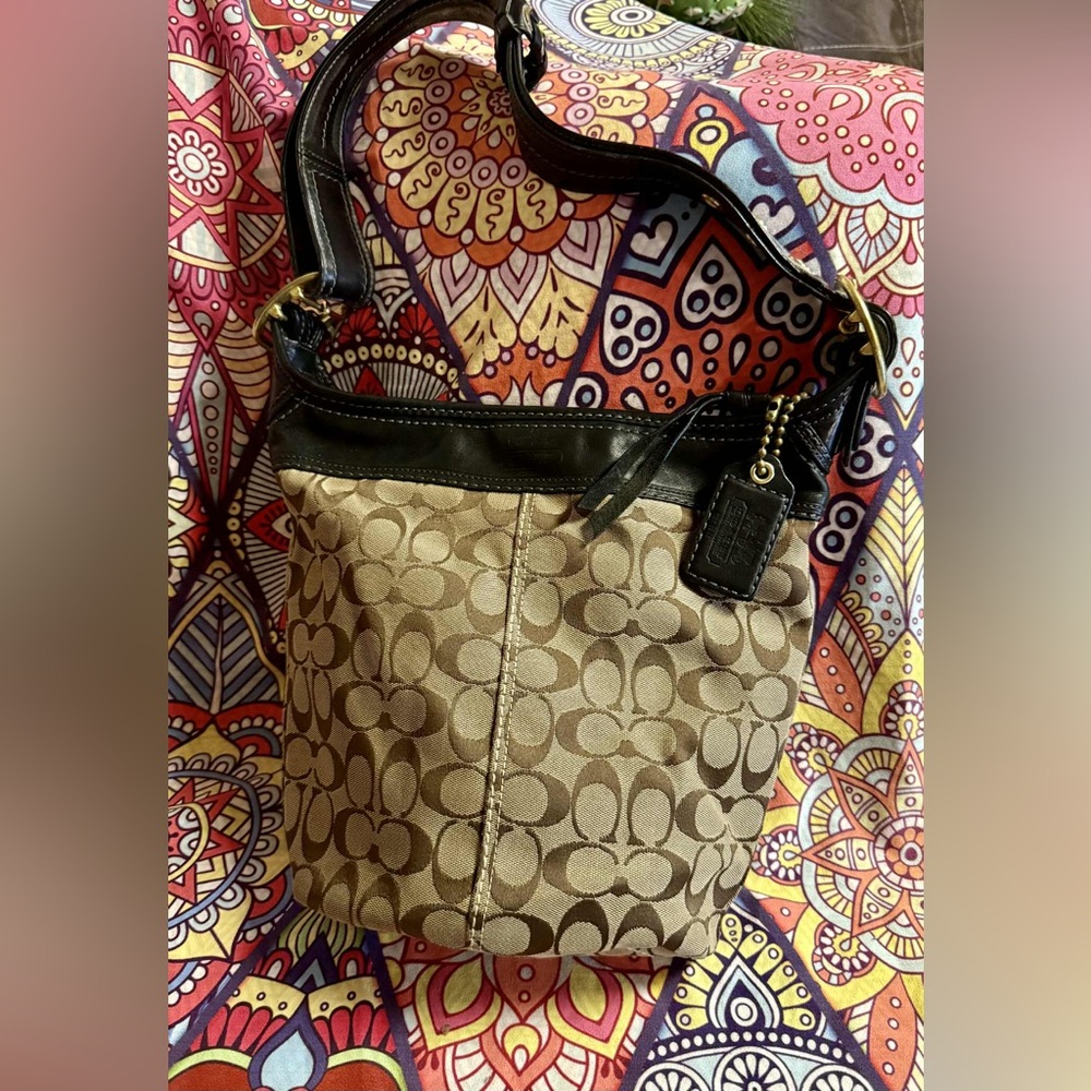 Vintage Brown and Black Coach Shoulder Bag
